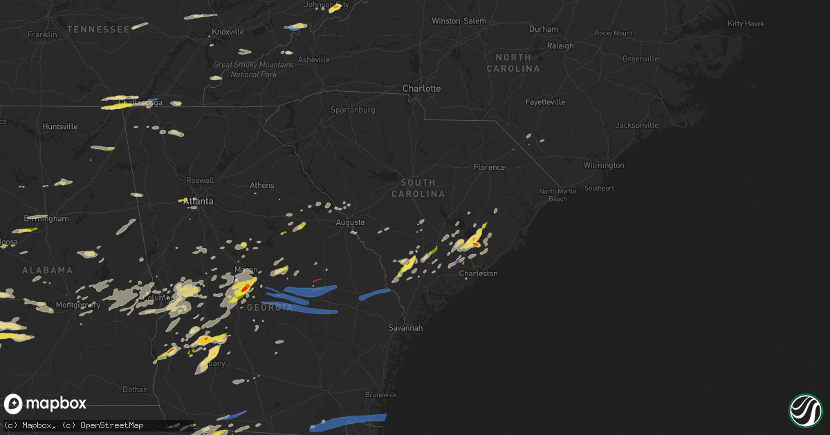 Hail map in South Carolina on April 6, 2022