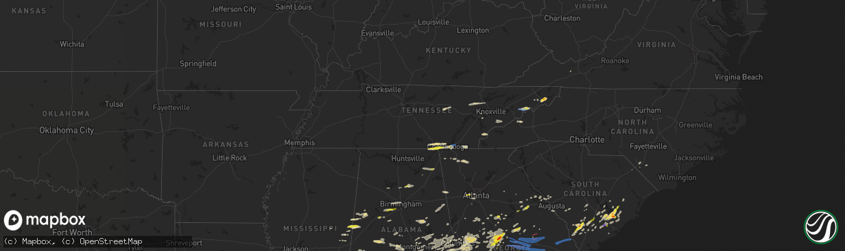 Hail map in Tennessee on April 6, 2022