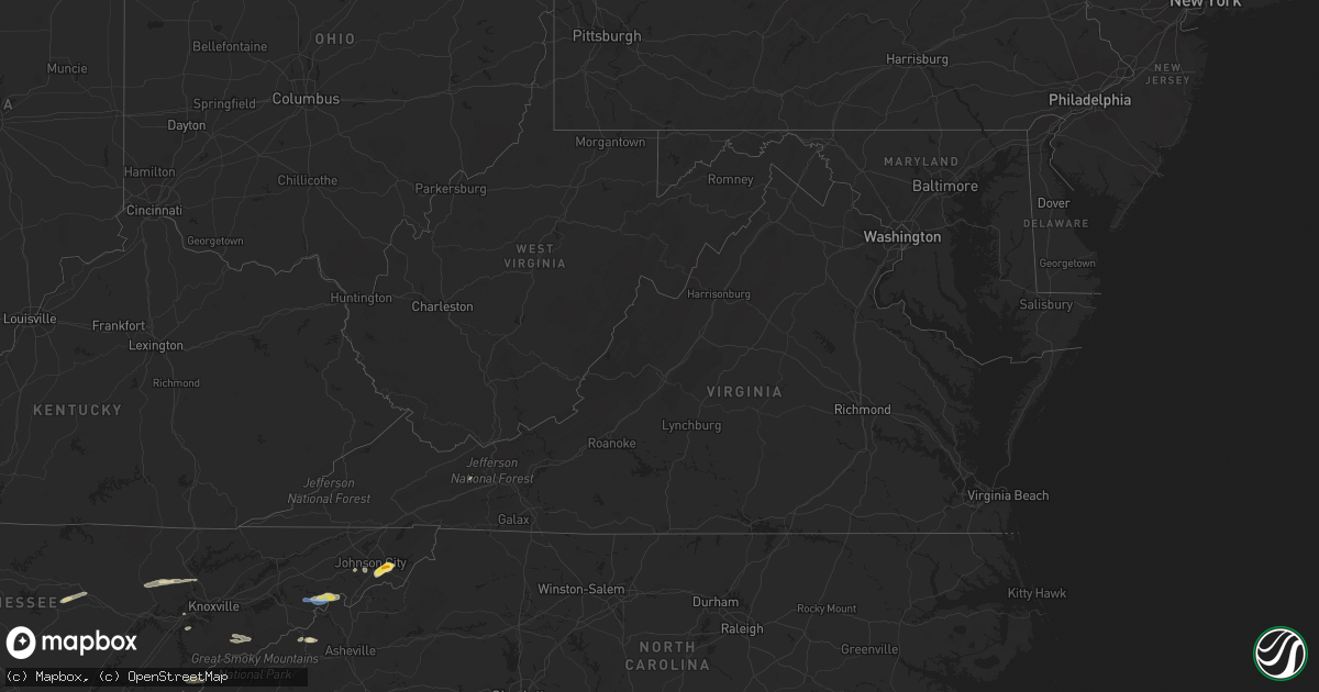 Hail map in Virginia on April 6, 2022