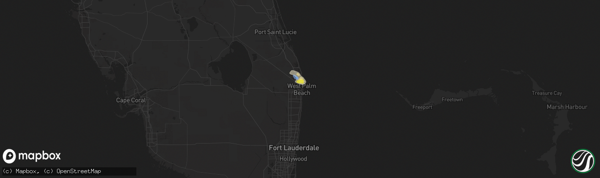 Hail map in West Palm Beach, FL on April 6, 2022