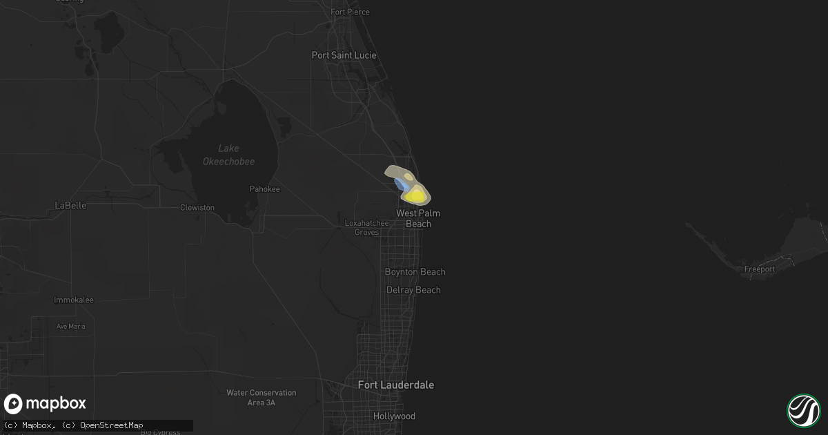 Hail map in West Palm Beach, FL on April 6, 2022