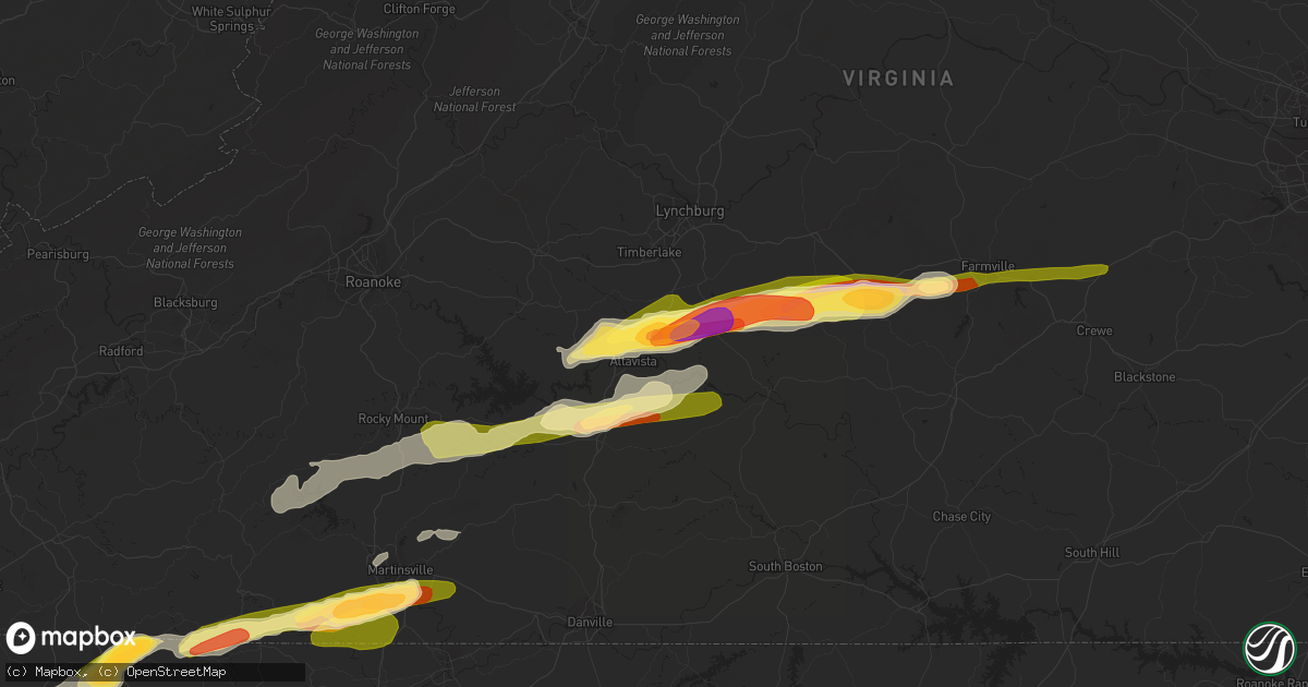 Hail map in Altavista, VA on April 6, 2023
