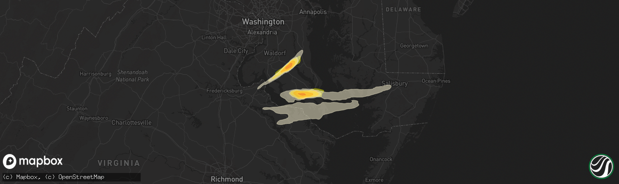 Hail map in California, MD on April 6, 2023