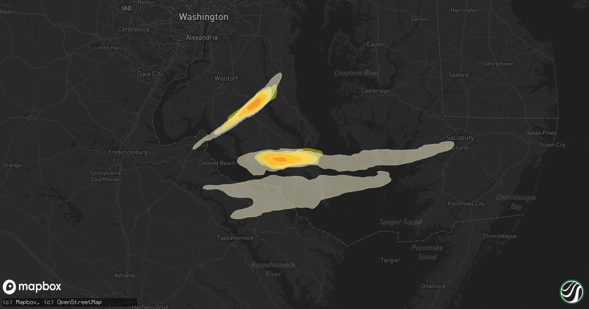 Hail map in California, MD on April 6, 2023