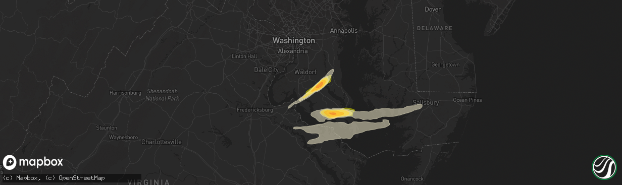 Hail map in Charlotte Hall, MD on April 6, 2023