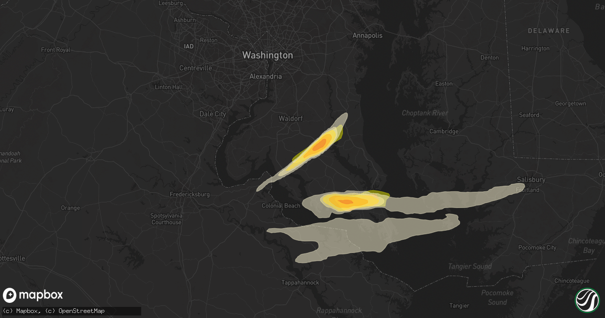 Hail map in Charlotte Hall, MD on April 6, 2023