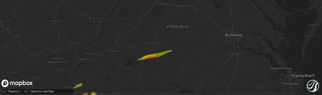Hail map in Concord, VA on April 6, 2023