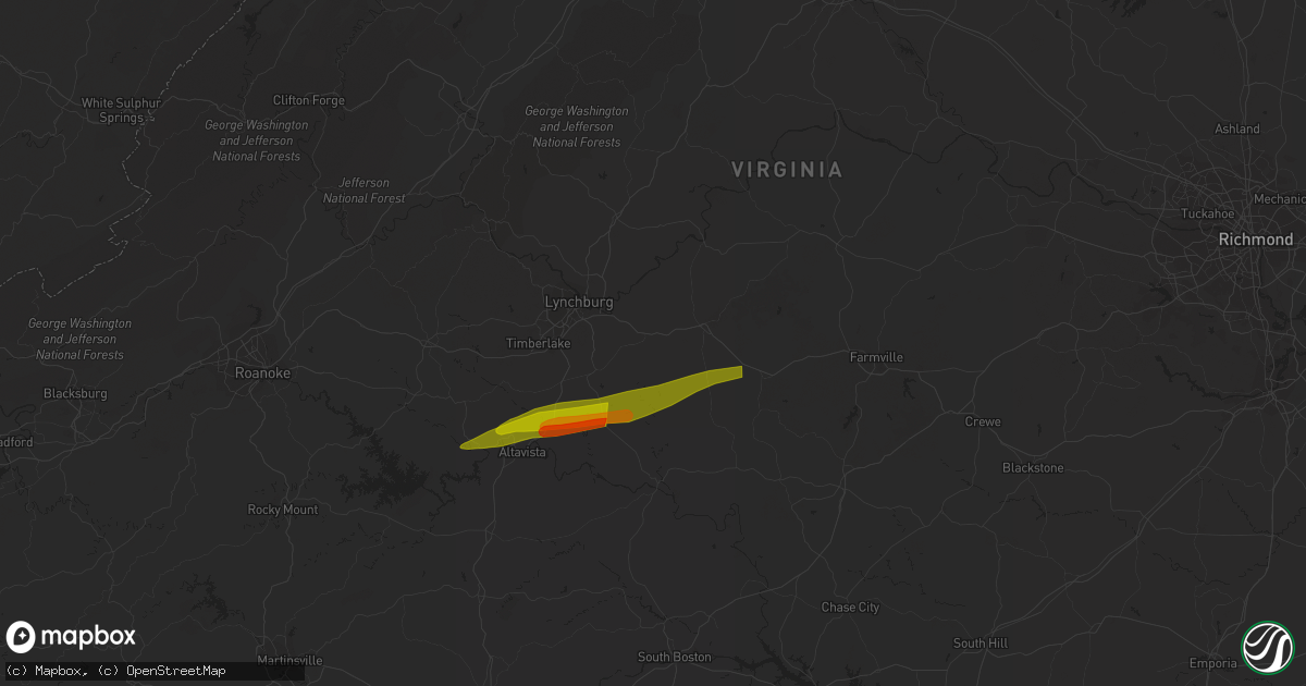 Hail map in Concord, VA on April 6, 2023