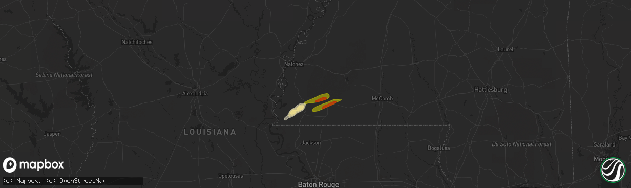Hail map in Crosby, MS on April 6, 2023