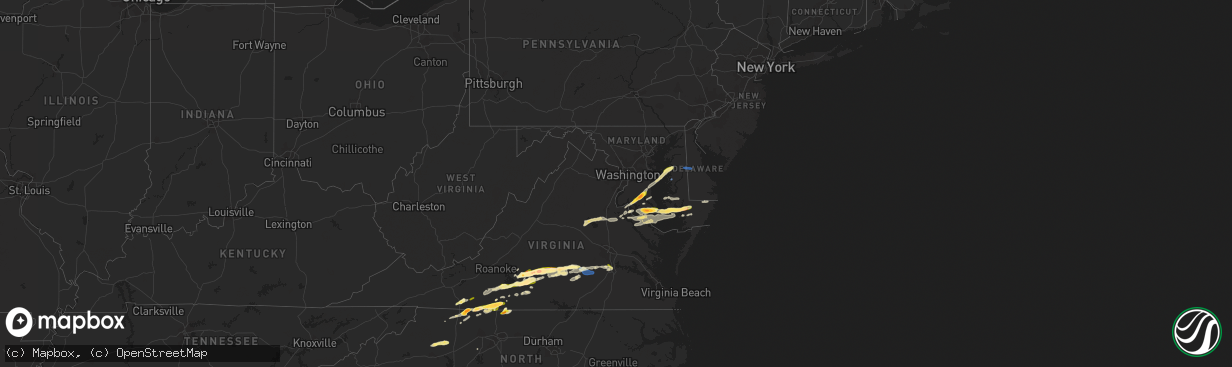 Hail map in Delaware on April 6, 2023