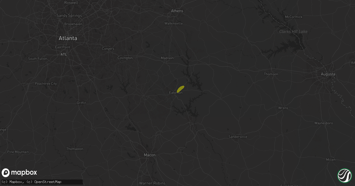 Hail map in Eatonton, GA on April 6, 2023