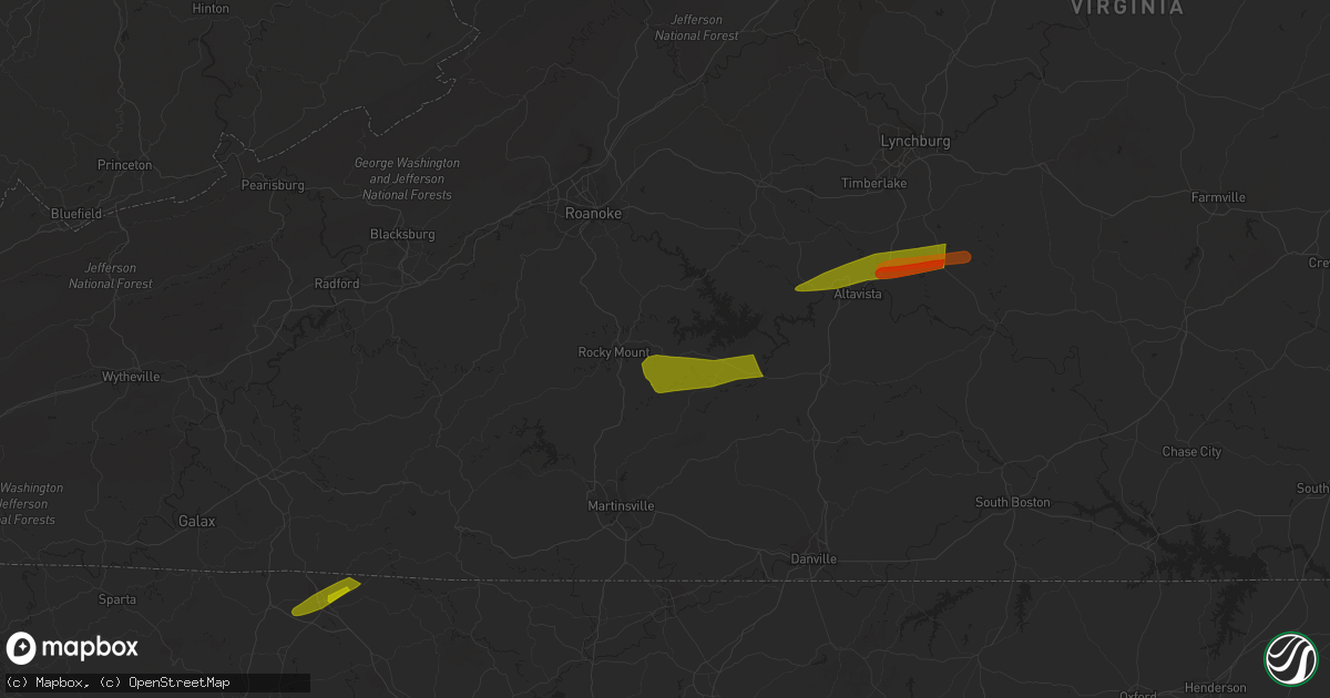 Hail map in Glade Hill, VA on April 6, 2023
