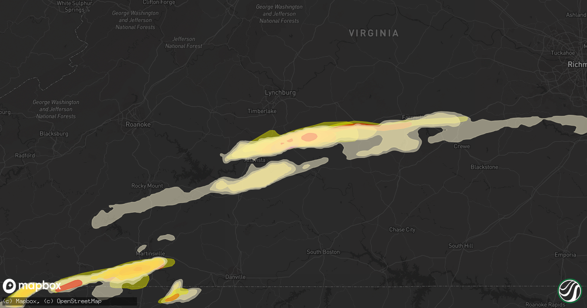 Hail map in Gladys, VA on April 6, 2023