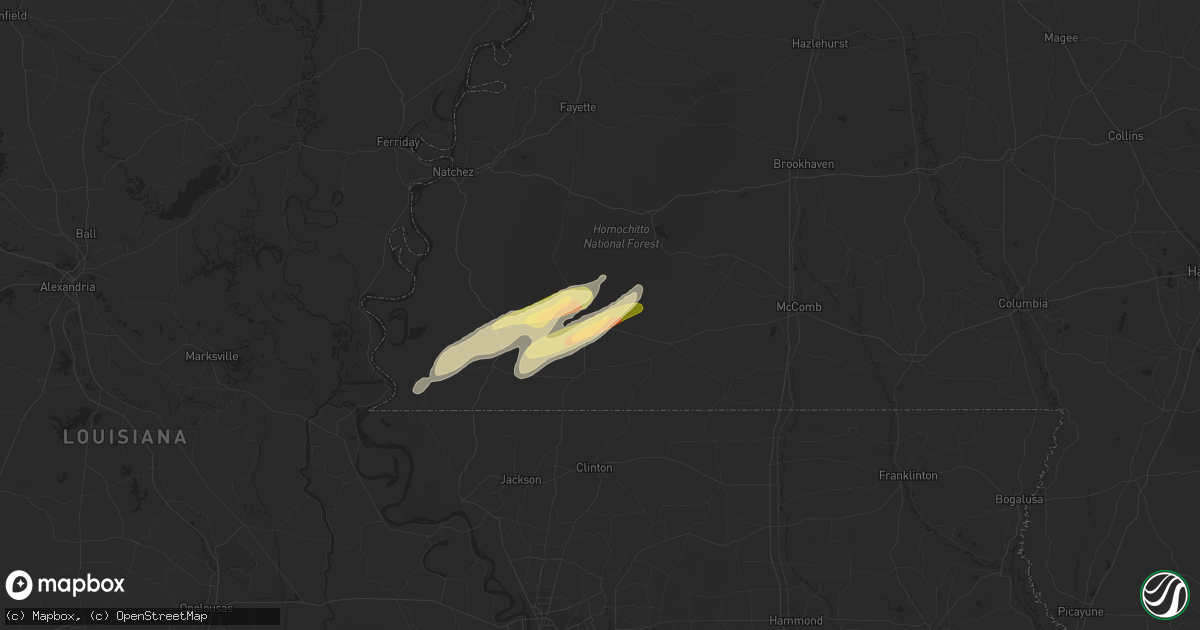 Hail map in Gloster, MS on April 6, 2023