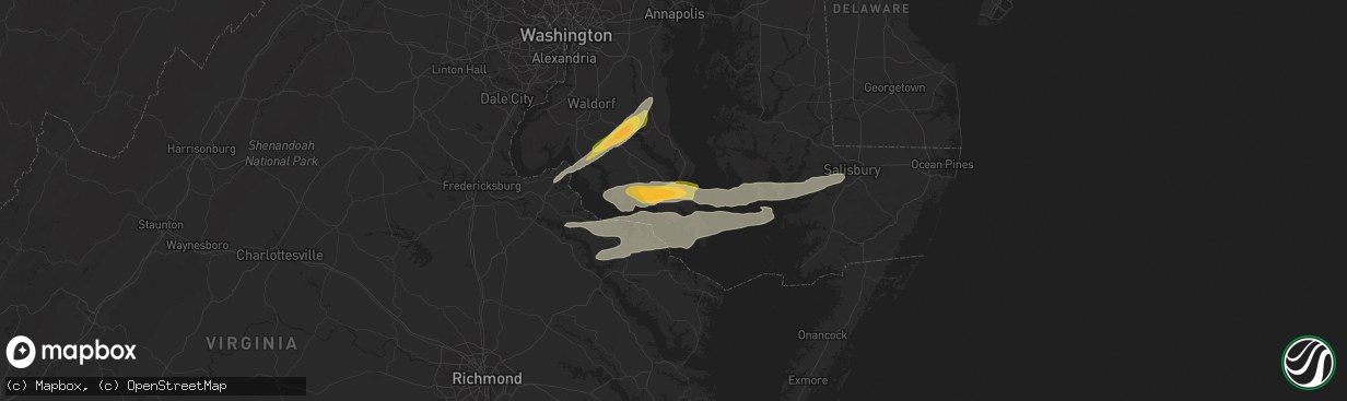 Hail map in Great Mills, MD on April 6, 2023