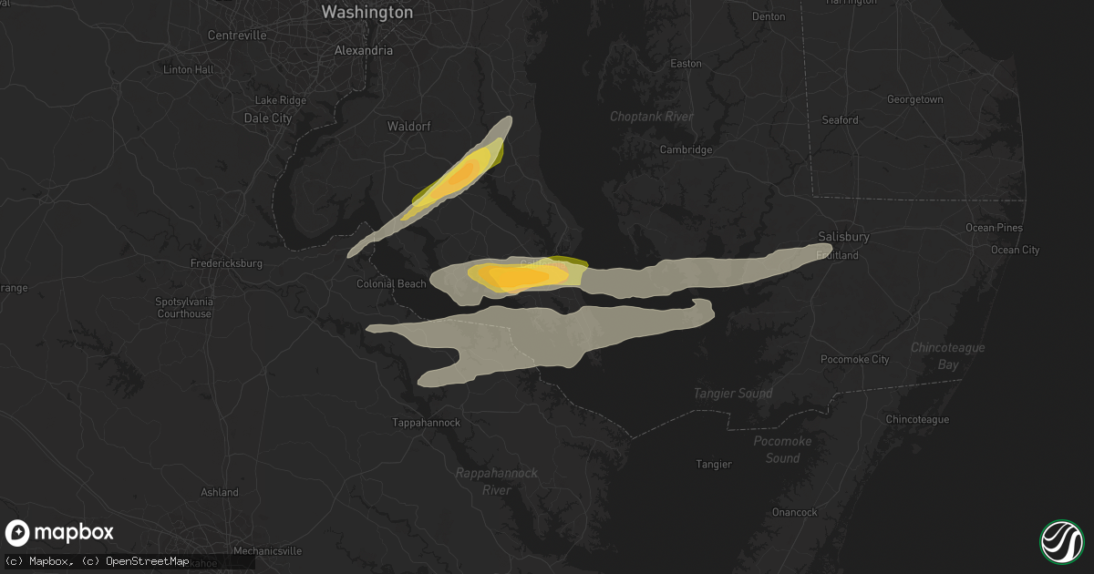 Hail map in Great Mills, MD on April 6, 2023