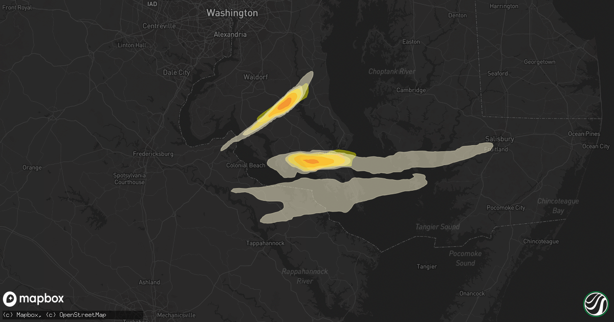 Hail map in Leonardtown, MD on April 6, 2023
