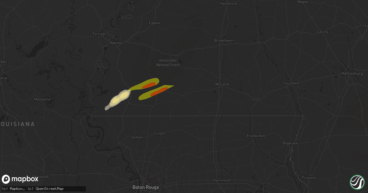 Hail map in Liberty, MS on April 6, 2023