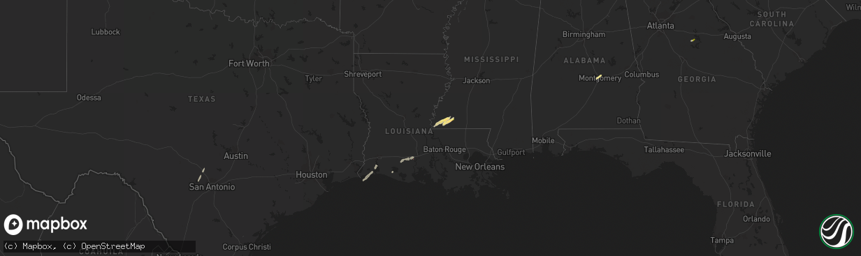 Hail map in Louisiana on April 6, 2023