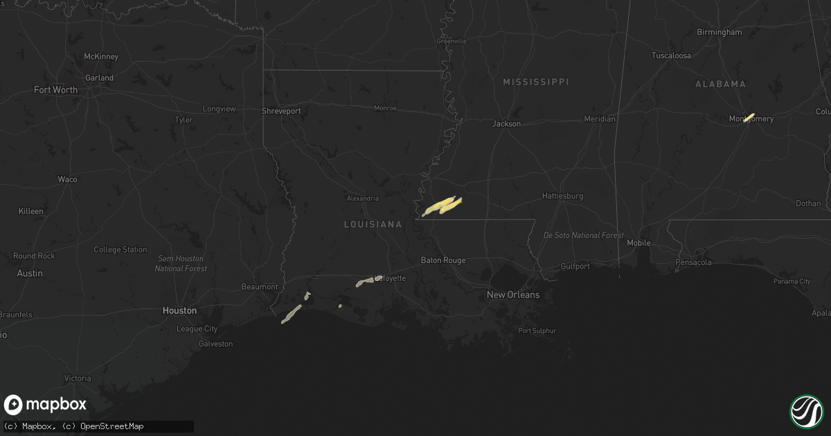 Hail map in Louisiana on April 6, 2023