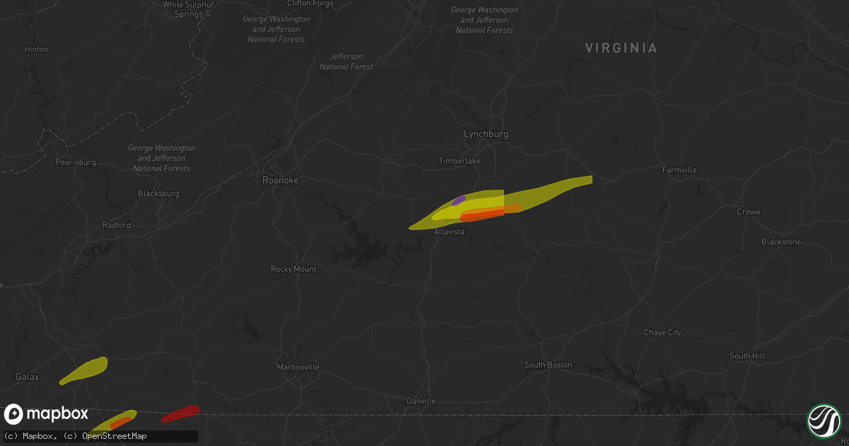 Hail map in Lynch Station, VA on April 6, 2023