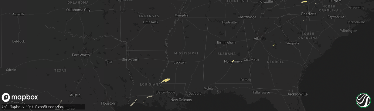 Hail map in Mississippi on April 6, 2023