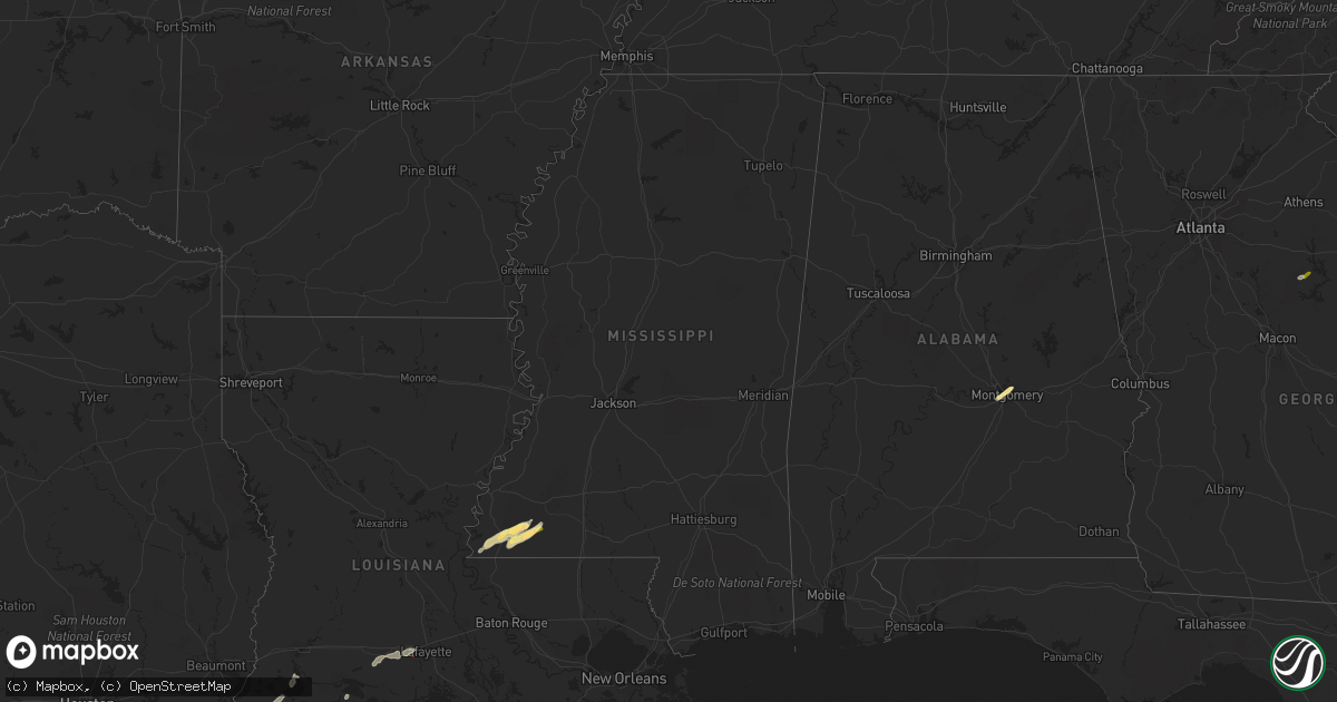 Hail map in Mississippi on April 6, 2023