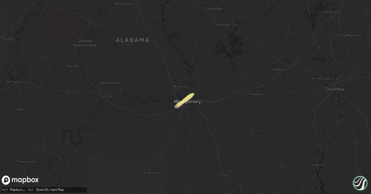 Hail map in Montgomery, AL on April 6, 2023