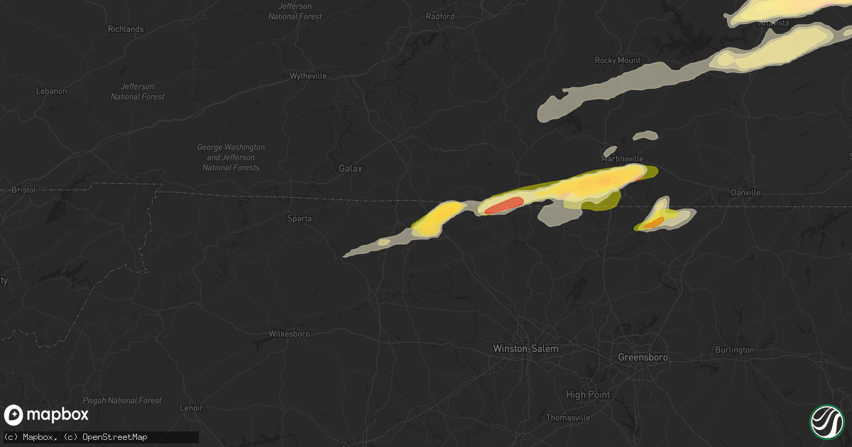 Hail map in Mount Airy, NC on April 6, 2023