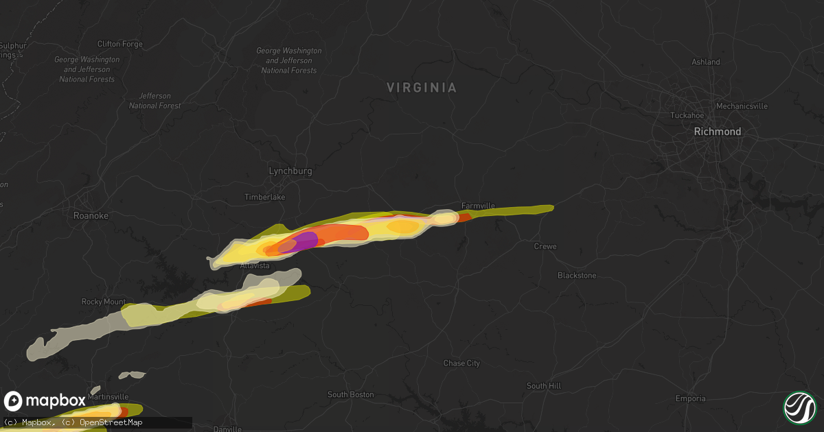 Hail map in Pamplin, VA on April 6, 2023