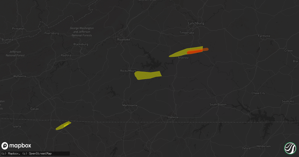 Hail map in Penhook, VA on April 6, 2023