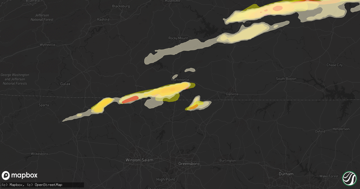 Hail map in Ridgeway, VA on April 6, 2023