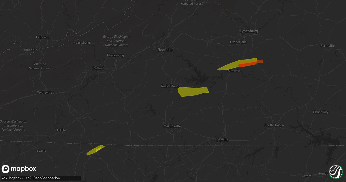 Hail map in Rocky Mount, VA on April 6, 2023