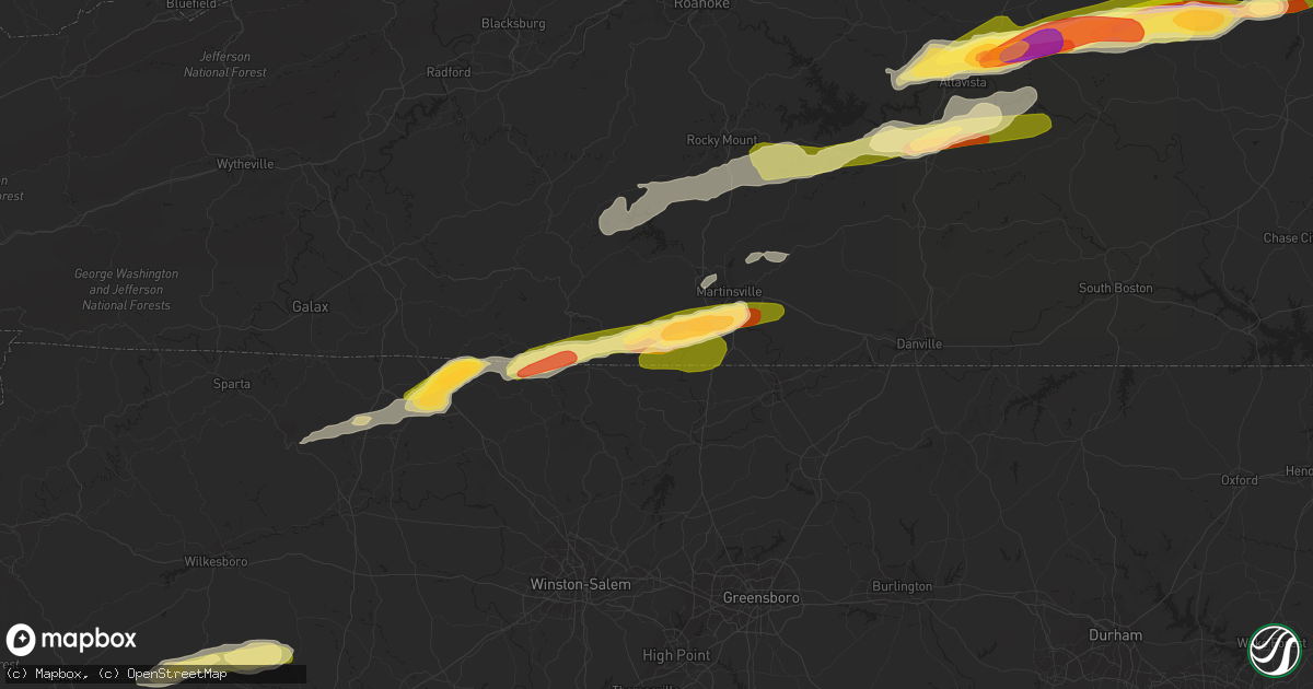 Hail map in Spencer, VA on April 6, 2023