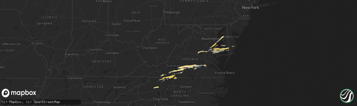 Hail map in Virginia on April 6, 2023