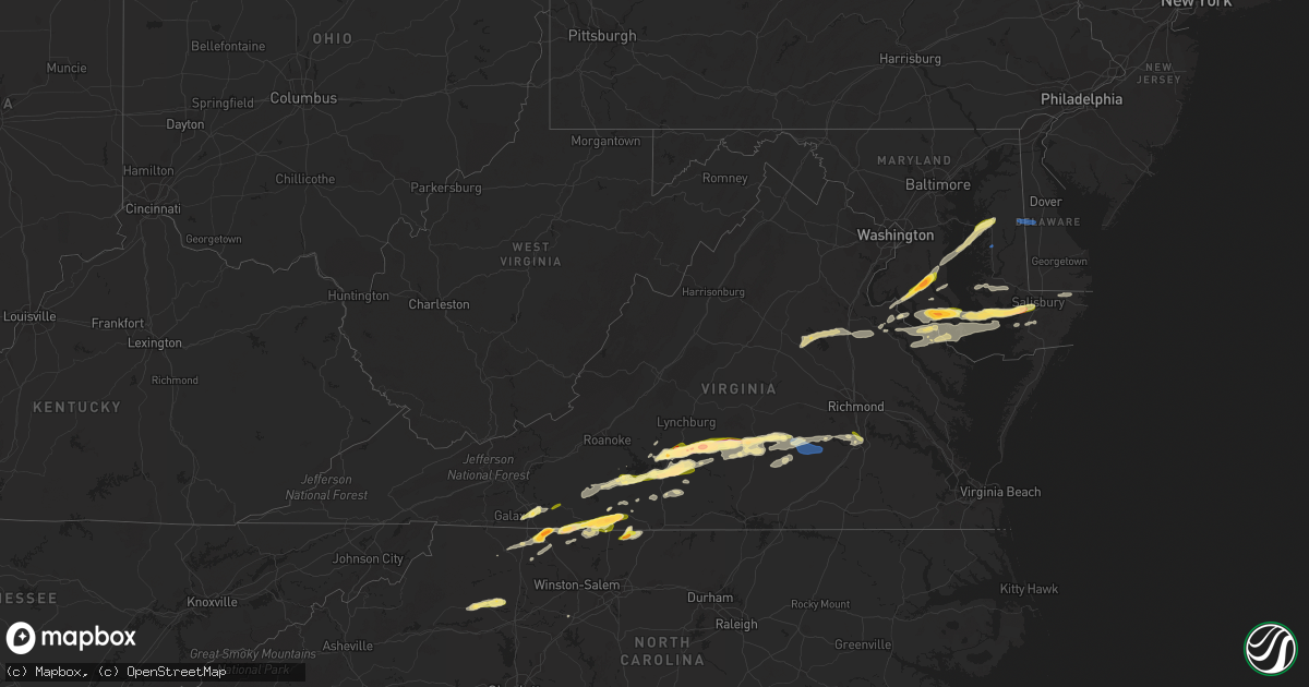 Hail map in Virginia on April 6, 2023