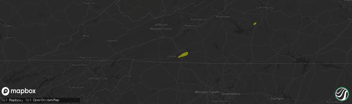 Hail map in Woodlawn, VA on April 6, 2023