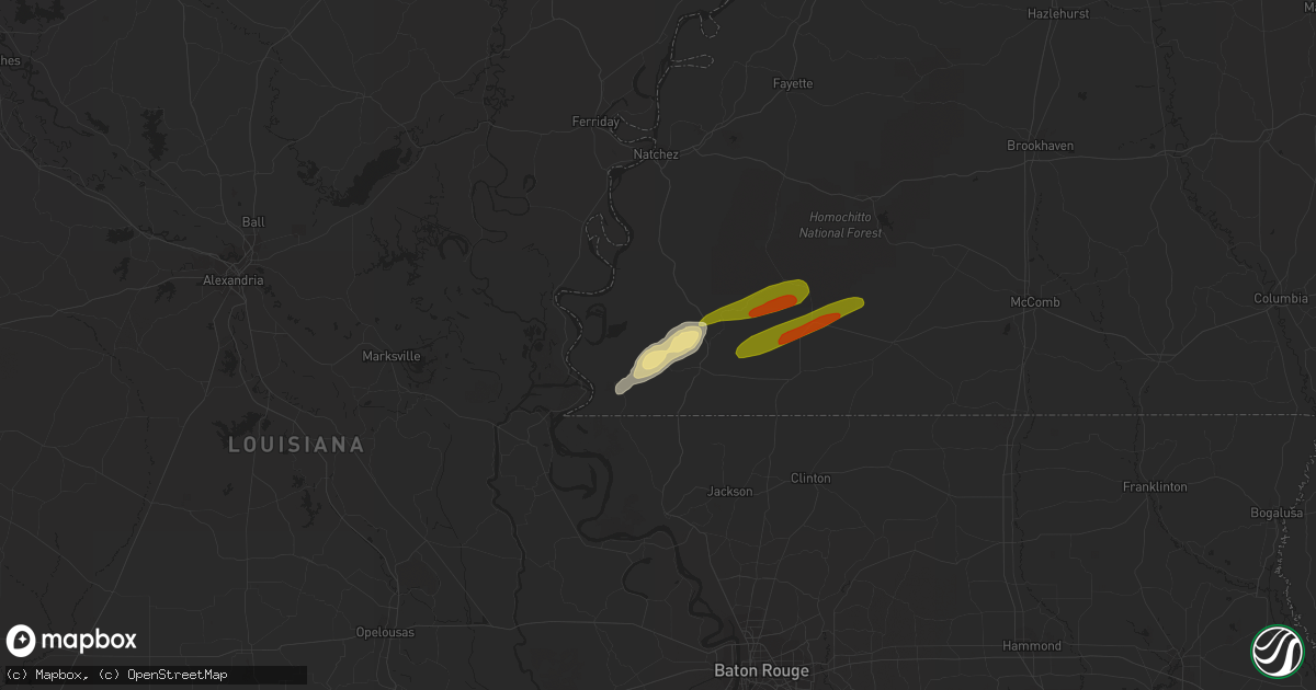 Hail map in Woodville, MS on April 6, 2023