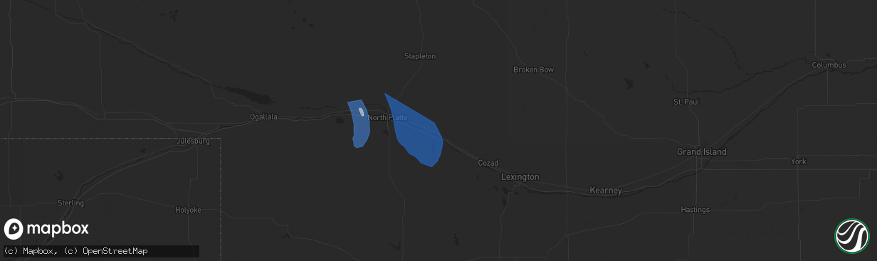 Hail map in Brady, NE on April 6, 2024