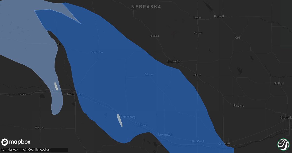 Hail map in Callaway, NE on April 6, 2024