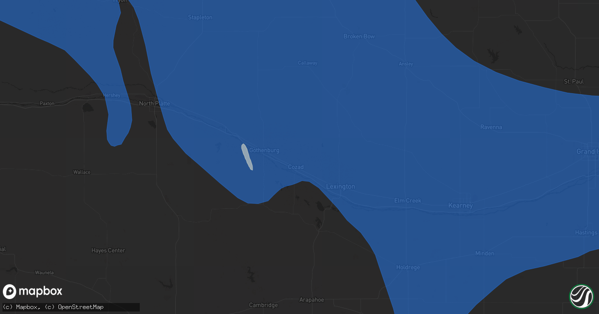 Hail map in Cozad, NE on April 6, 2024