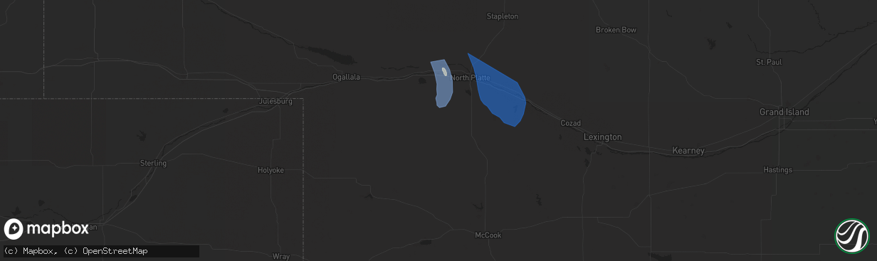 Hail map in Dickens, NE on April 6, 2024