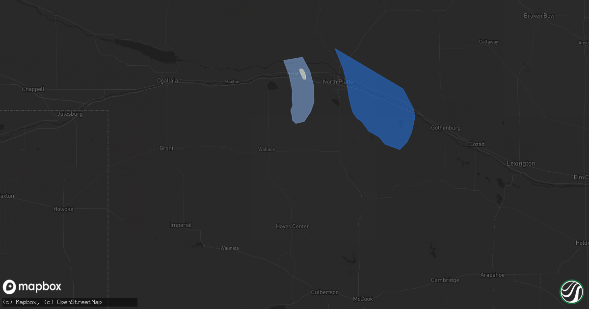 Hail map in Dickens, NE on April 6, 2024