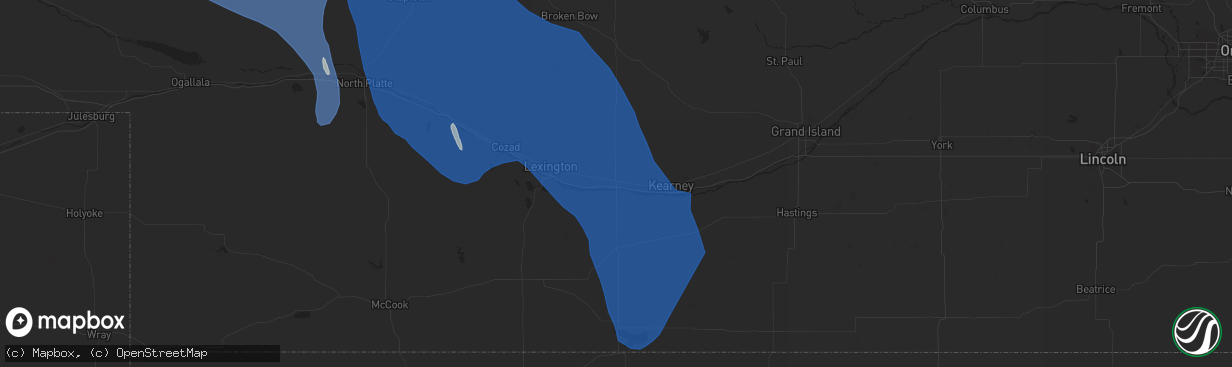 Hail map in Elm Creek, NE on April 6, 2024