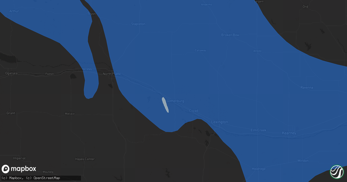 Hail map in Gothenburg, NE on April 6, 2024