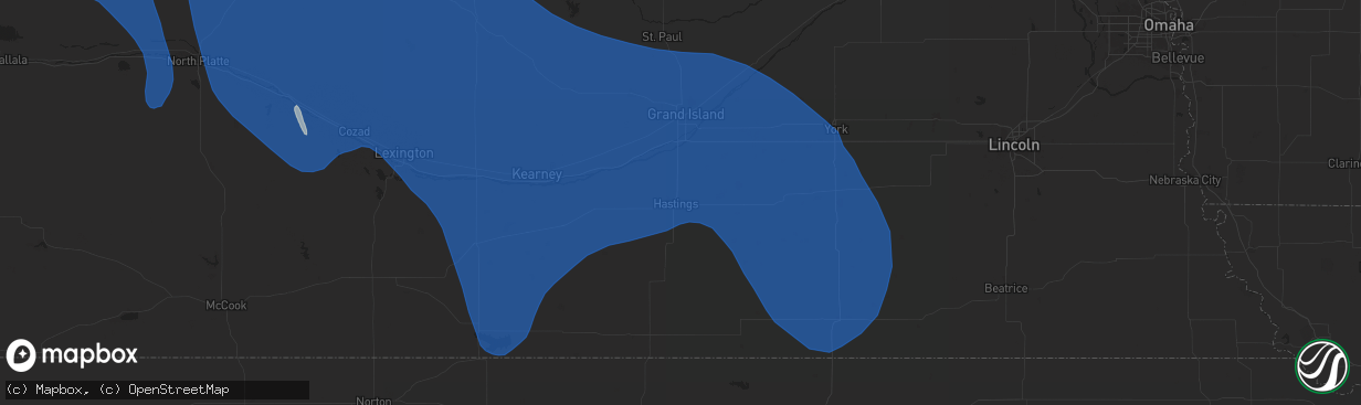 Hail map in Hastings, NE on April 6, 2024