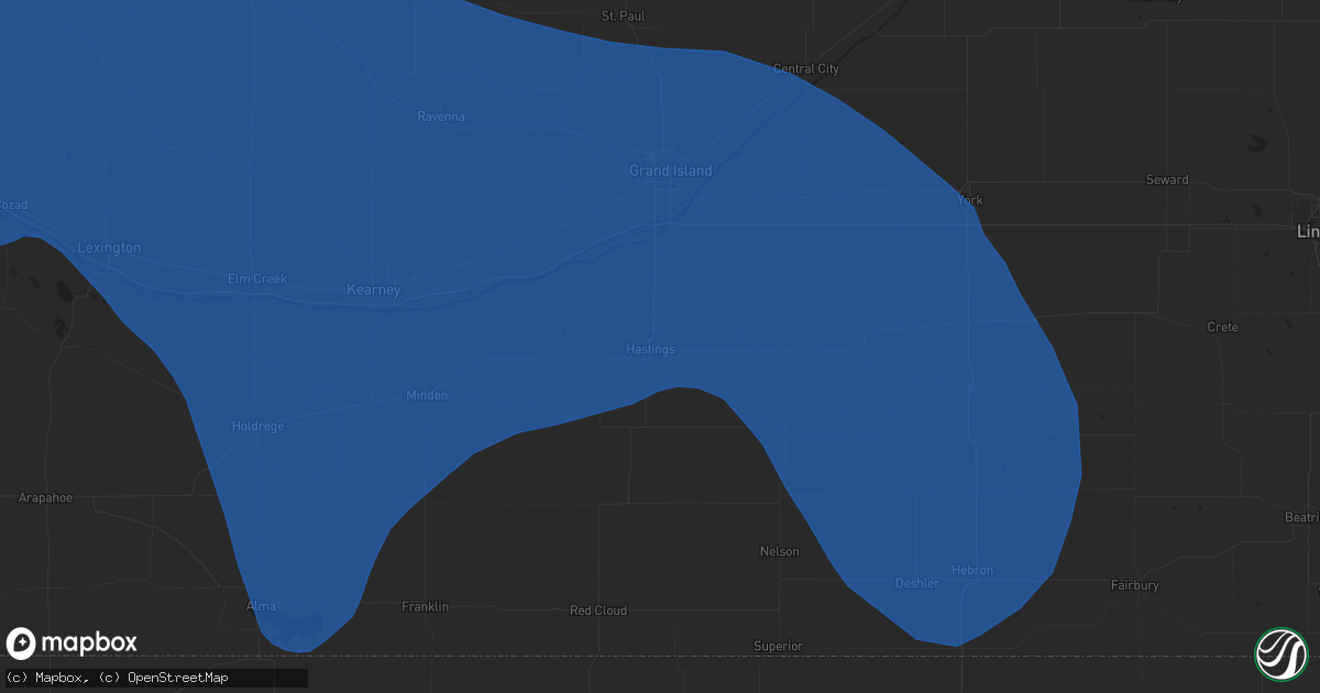 Hail map in Hastings, NE on April 6, 2024