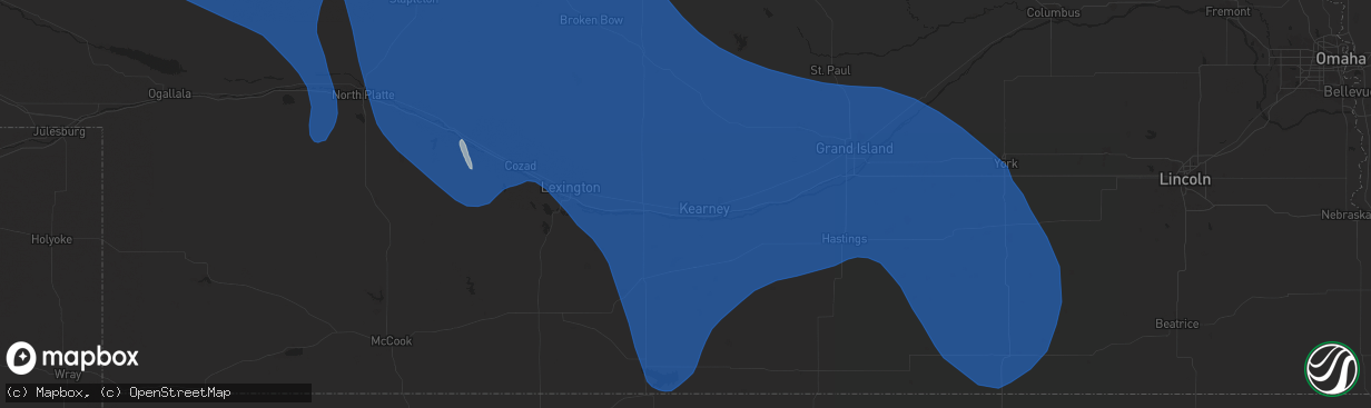 Hail map in Kearney, NE on April 6, 2024