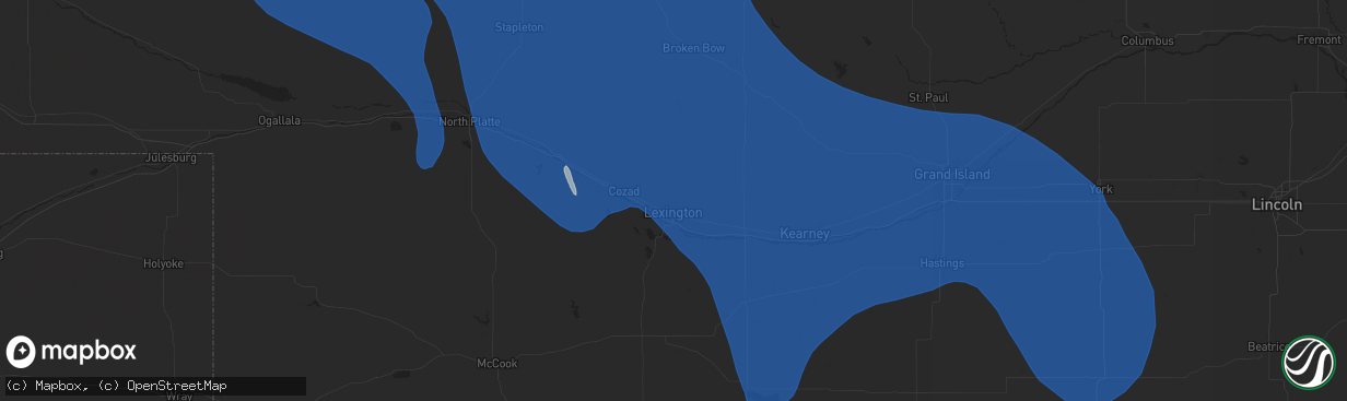 Hail map in Lexington, NE on April 6, 2024