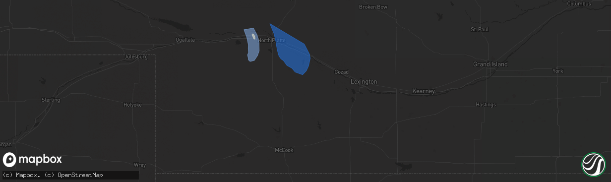 Hail map in Moorefield, NE on April 6, 2024